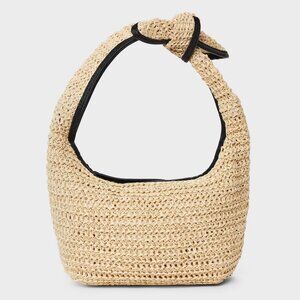NEW Straw Mini Bow Bag Clutch - A New Day™ Beige: Woven Paper Handbag